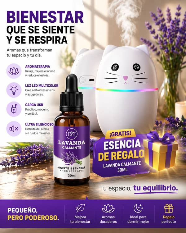 Difusor Aroma con led + Esencia Regalo